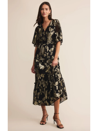 Z Supply Gold Foil Floral Dress