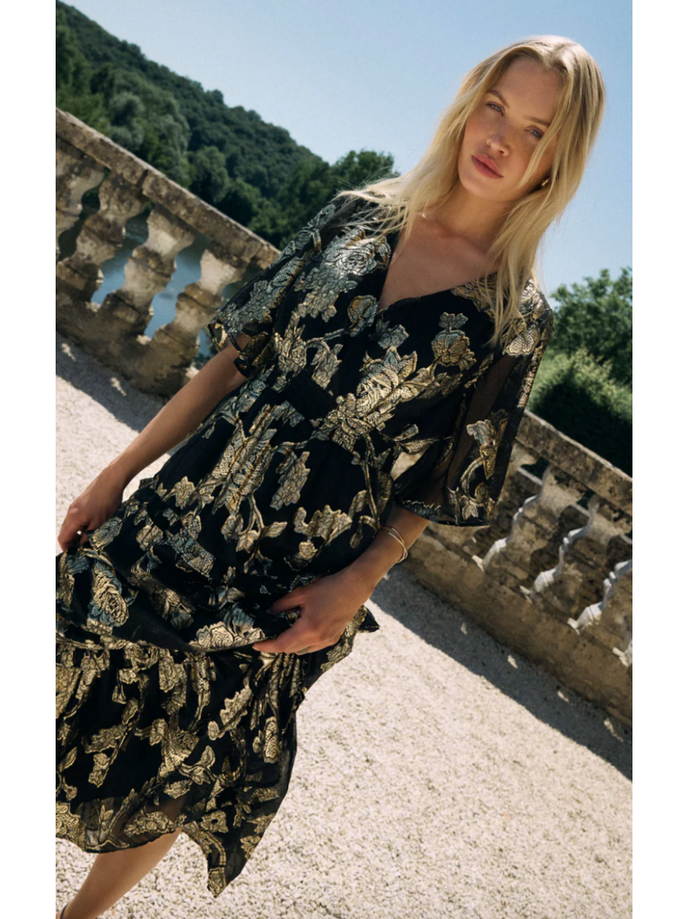 Z Supply Gold Foil Floral Dress