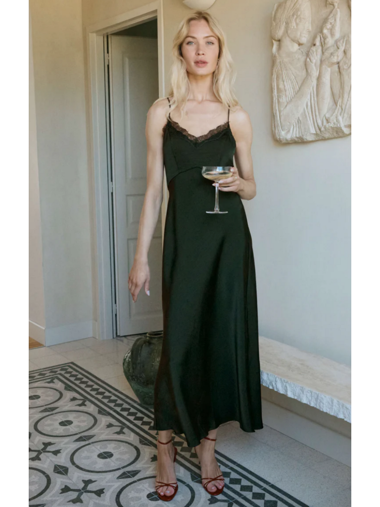 Z Supply Green Lace Slip Dress