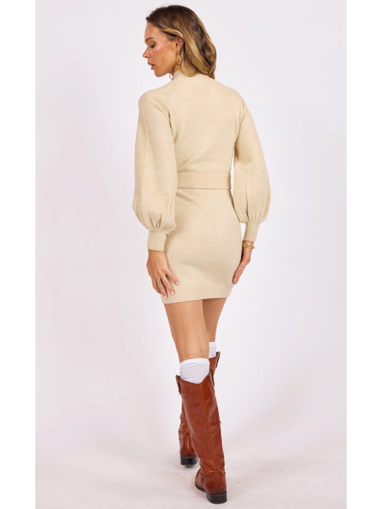 Sage The Label Belted Cream Knit Dress