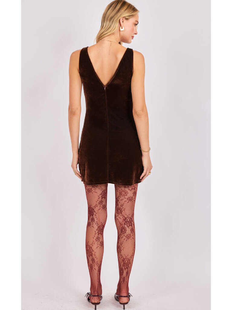 Sage The Label Chocolate Velvet Mini Dress