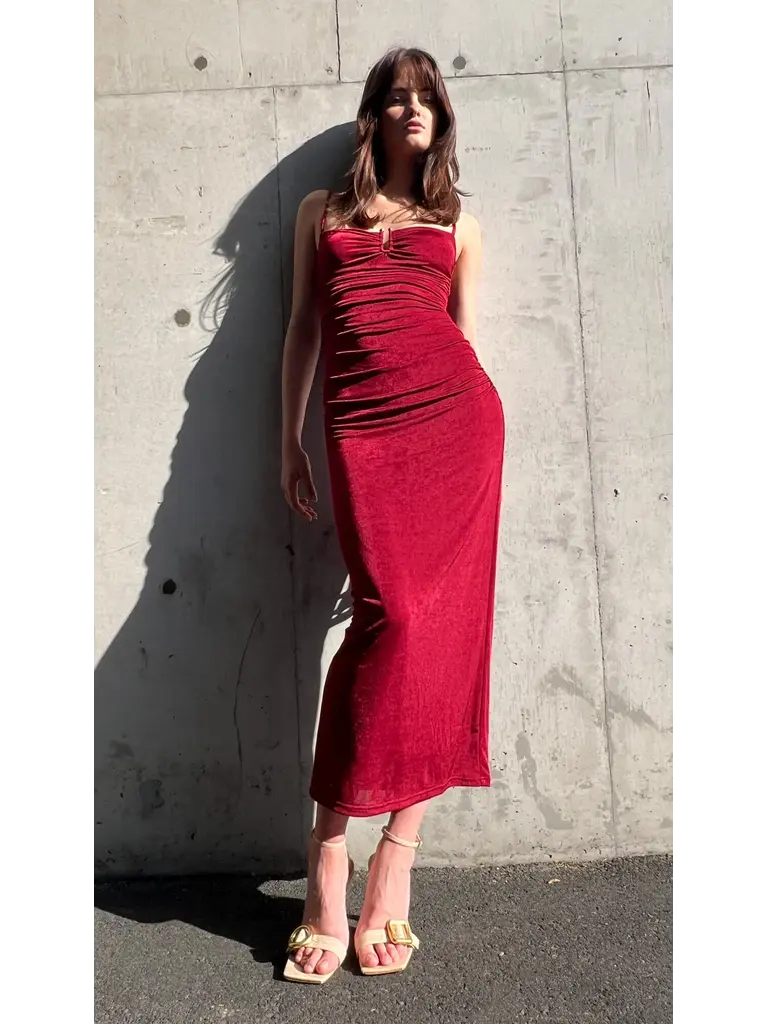 Mink Pink Crimson Fitted Midi