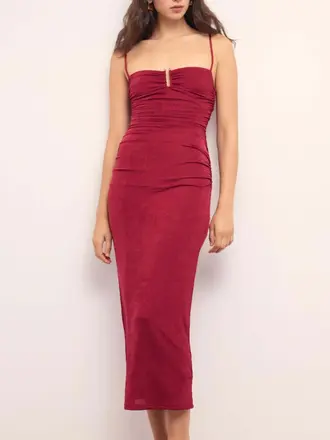 Mink Pink Crimson Fitted Midi