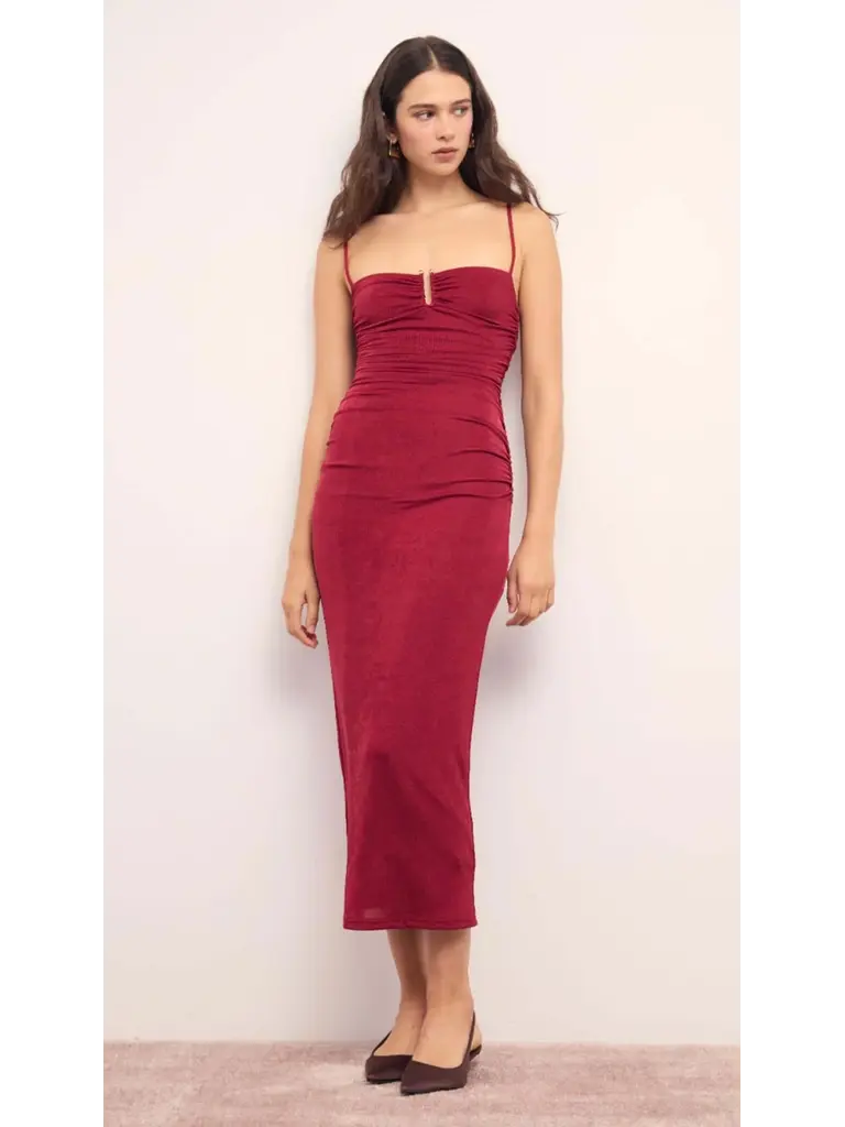 Mink Pink Crimson Fitted Midi
