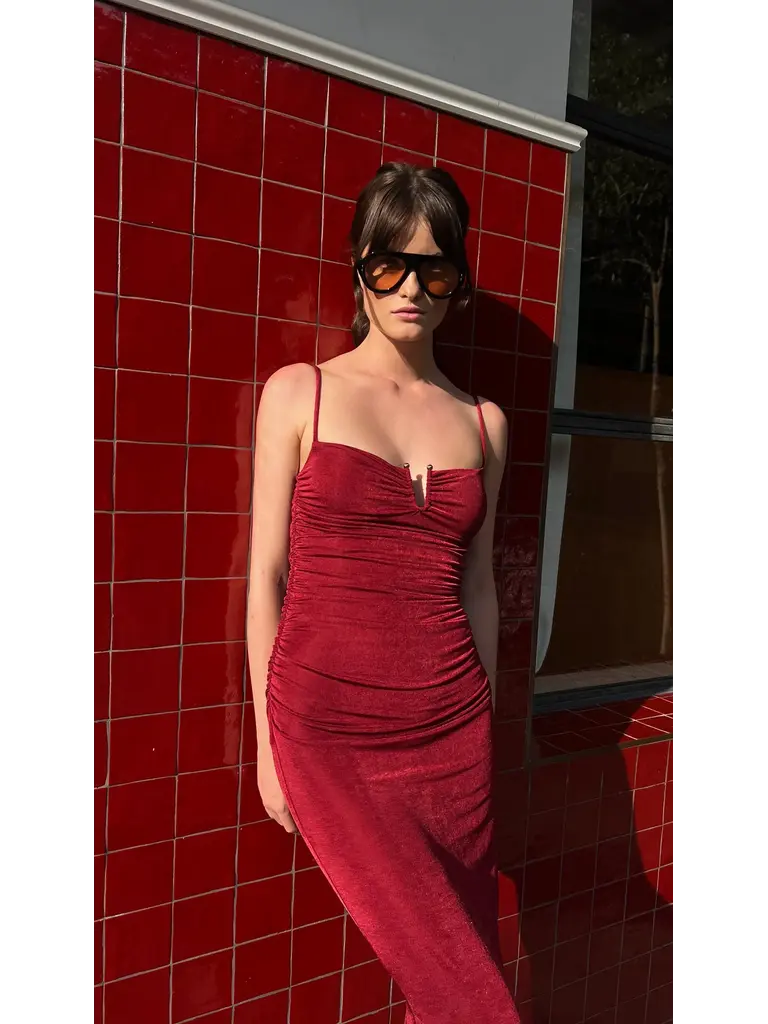 Mink Pink Crimson Fitted Midi