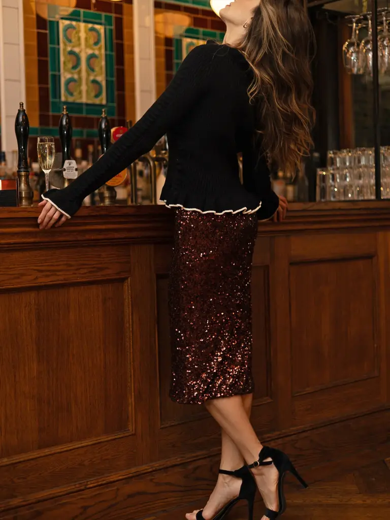 Angel Eyes Brown Sequin Skirt