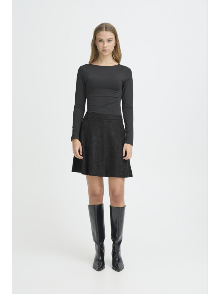 ICHI Black Gleam Mini Skirt