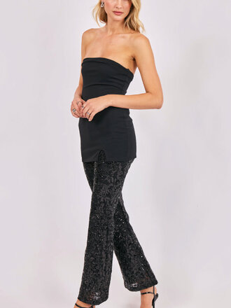 Sadie & Sage Sequin Strapless Jumpsuit