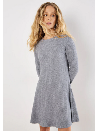 Apricot Grey Waffle Knit Dress