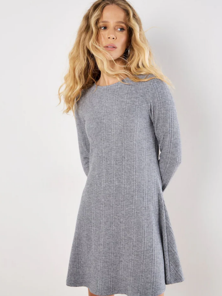 Apricot Grey Waffle Knit Dress