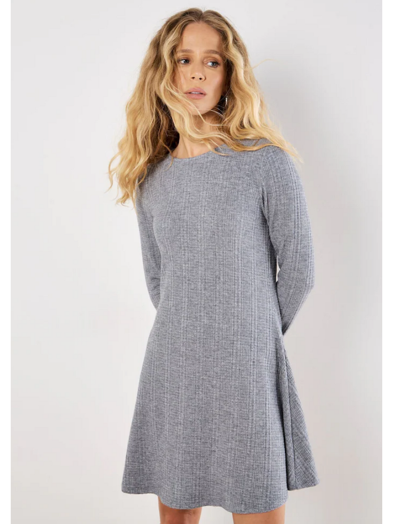 Apricot Grey Waffle Knit Dress