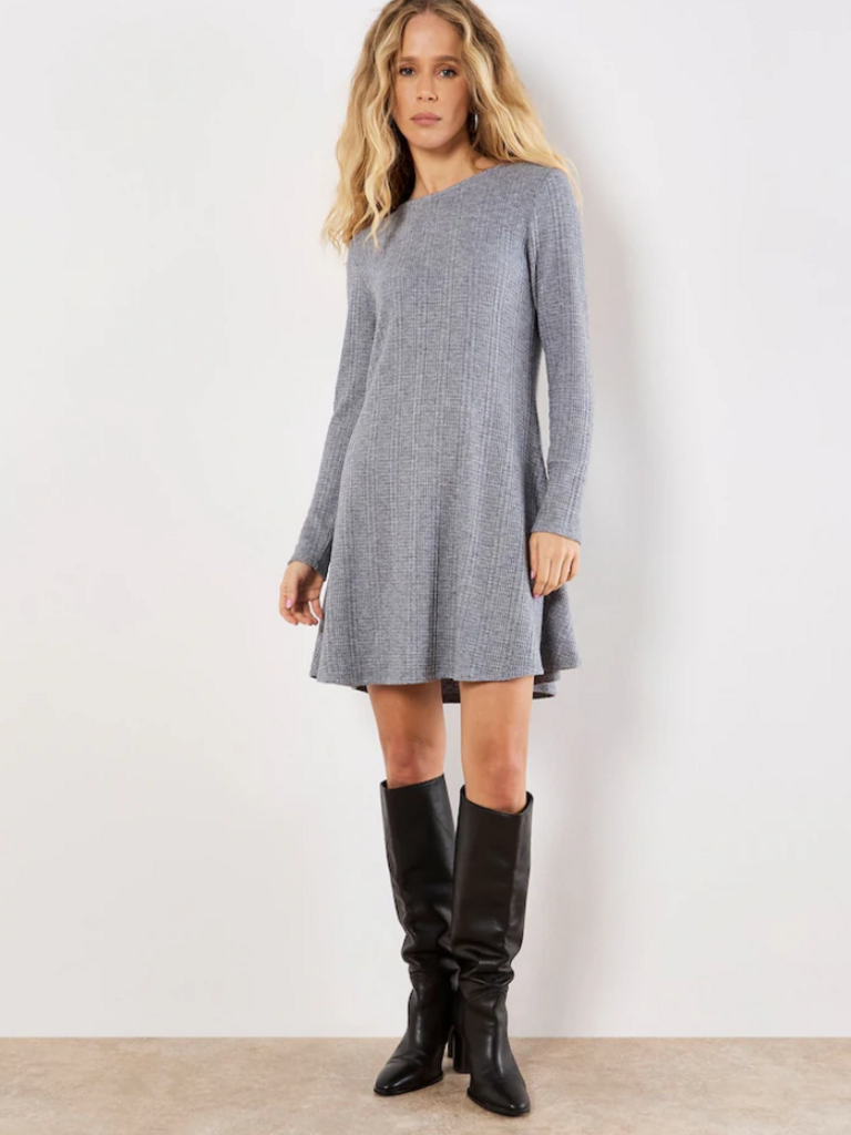 Apricot Grey Waffle Knit Dress