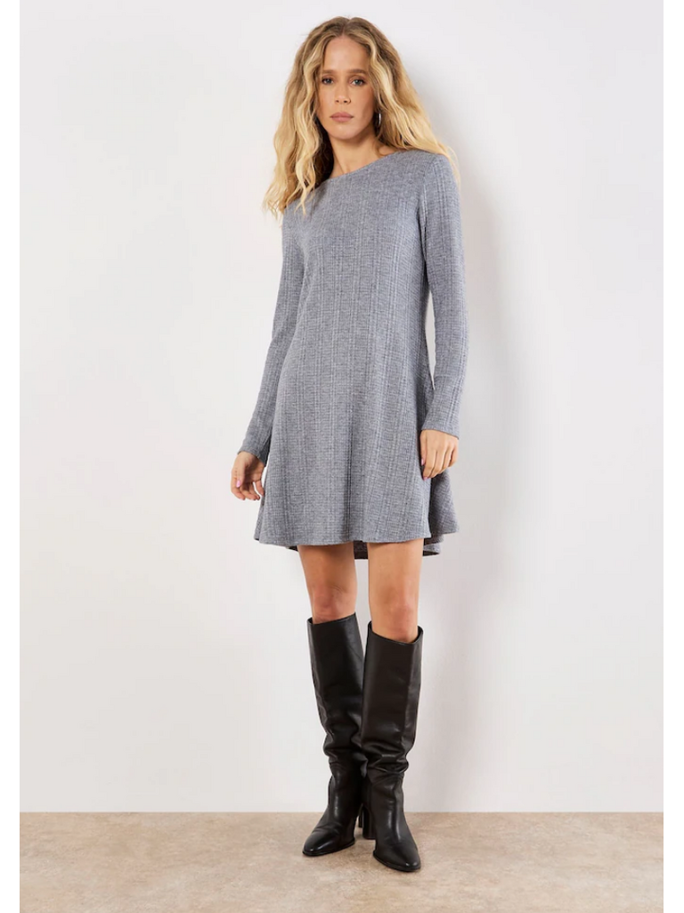 Apricot Grey Waffle Knit Dress