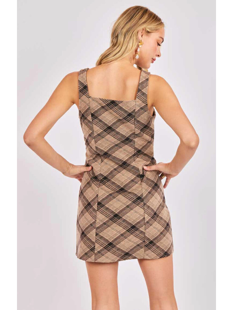 Sadie & Sage Taupe Brown Plaid Mini