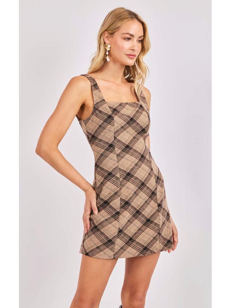 Sadie & Sage Taupe Brown Plaid Mini