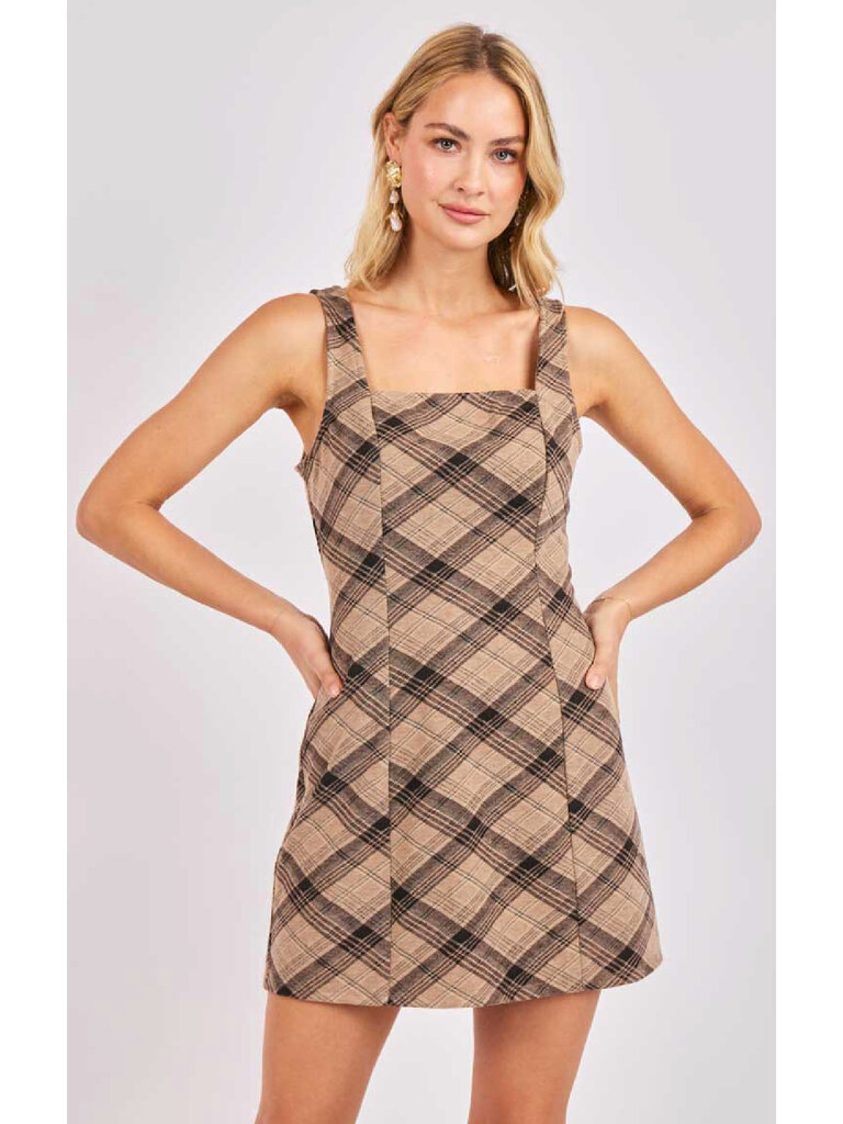 Sadie & Sage Taupe Brown Plaid Mini