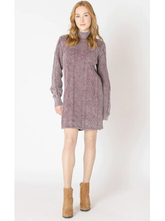 Dex Merlot Cable Knit Dress