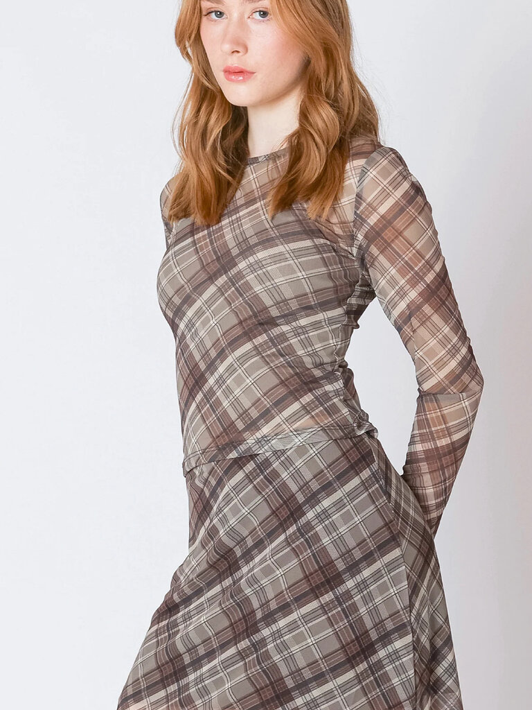 Dex Tartan Mesh Top