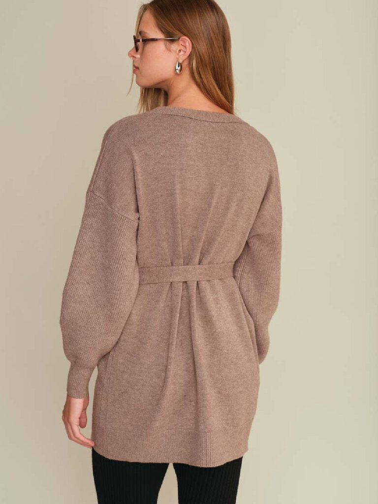 Deluc Taupe Tie Long Cardi