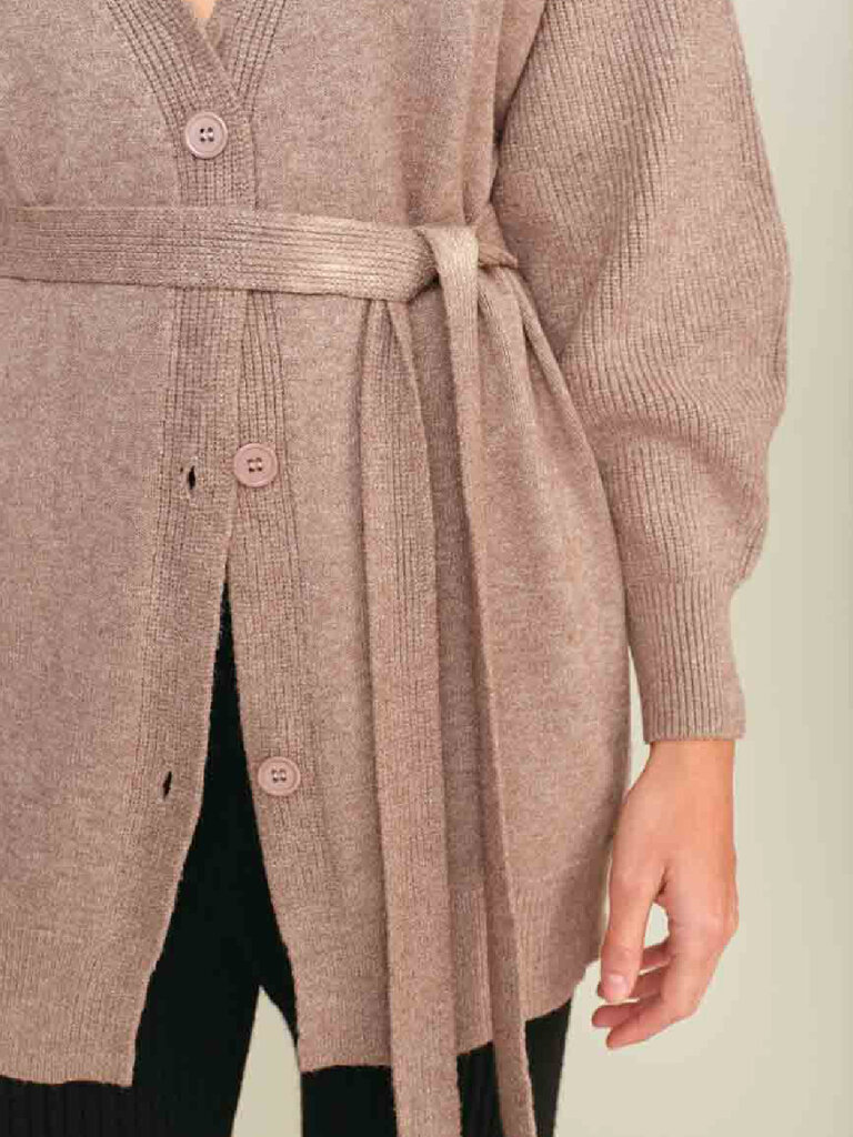 Deluc Taupe Tie Long Cardi