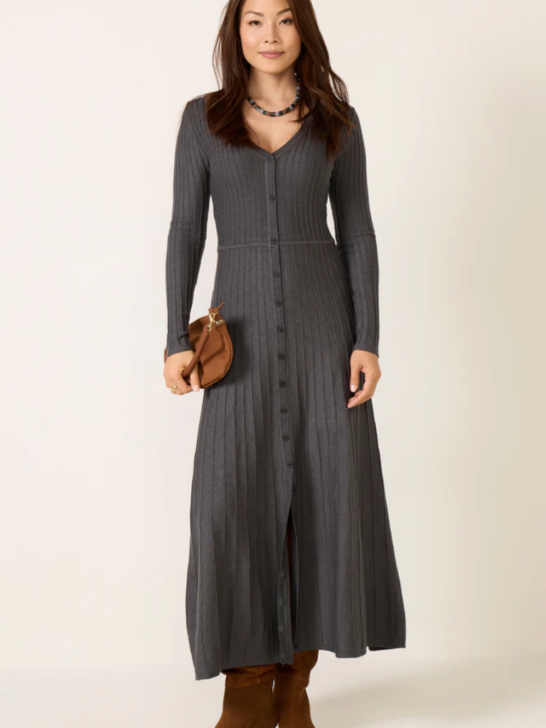 Z Supply Knit Charcoal Midi Dress
