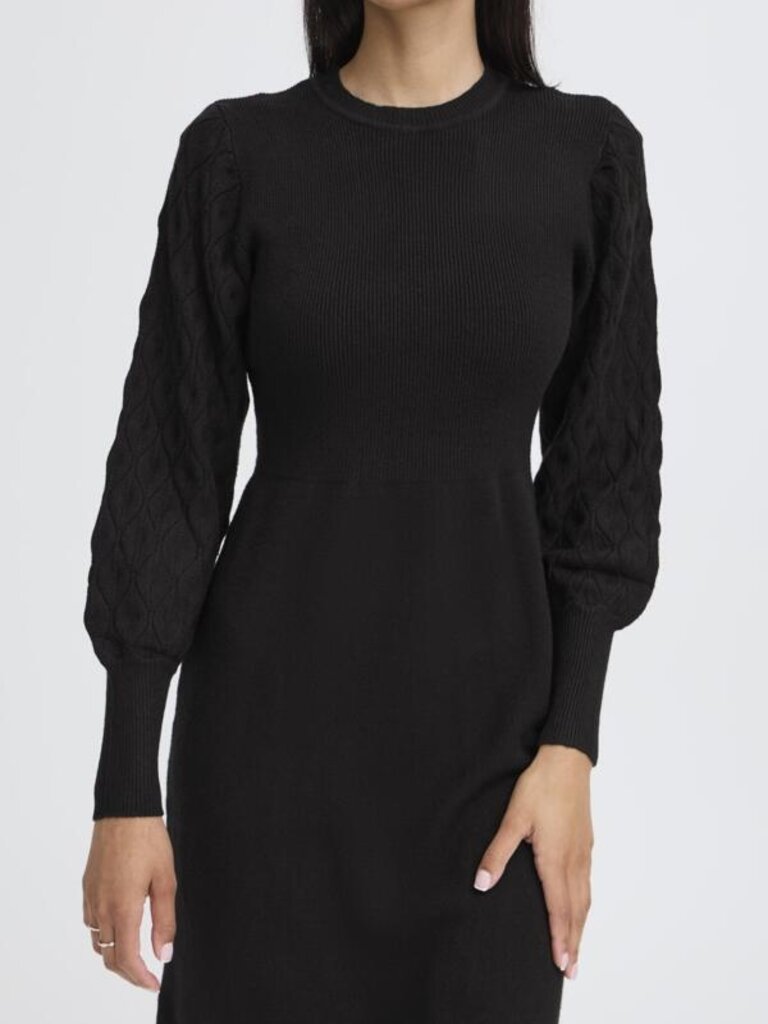 B. Young Black Cable Knit Dress