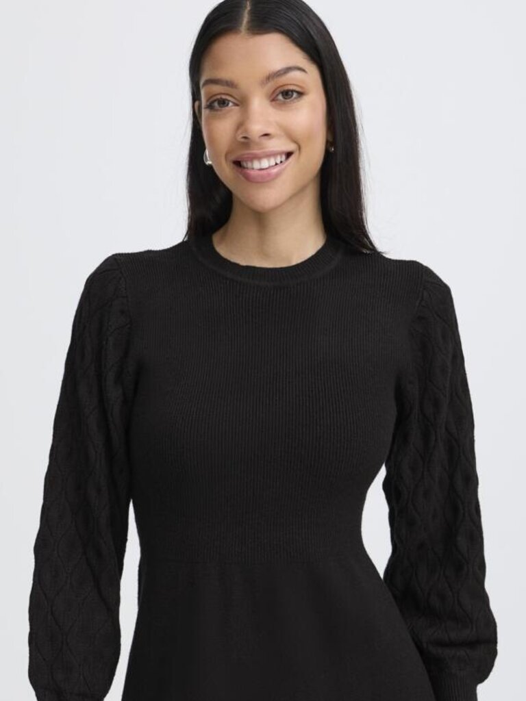 B. Young Black Cable Knit Dress