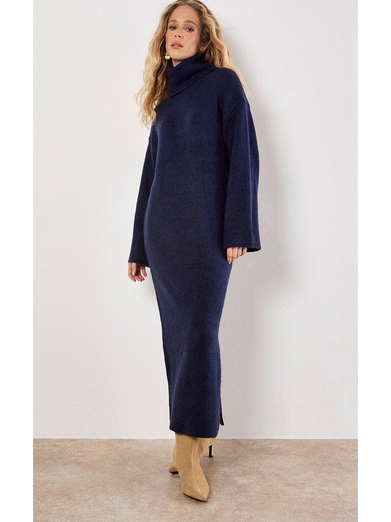 Apricot Navy Maxi Knit Dress