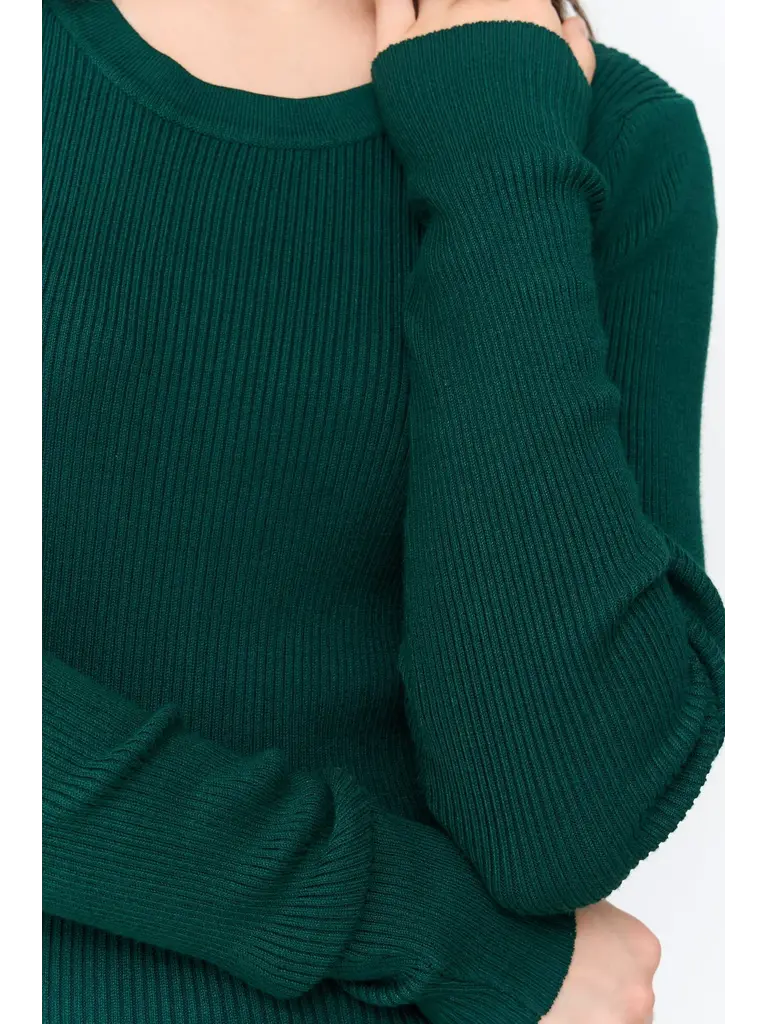 24 Colours Green Rib Knit Midi