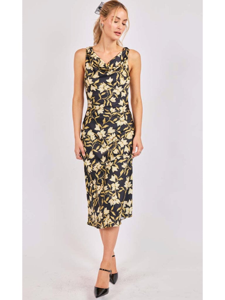 Sadie & Sage Cowl Neck Floral Midi
