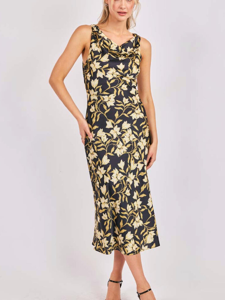 Sadie & Sage Cowl Neck Floral Midi
