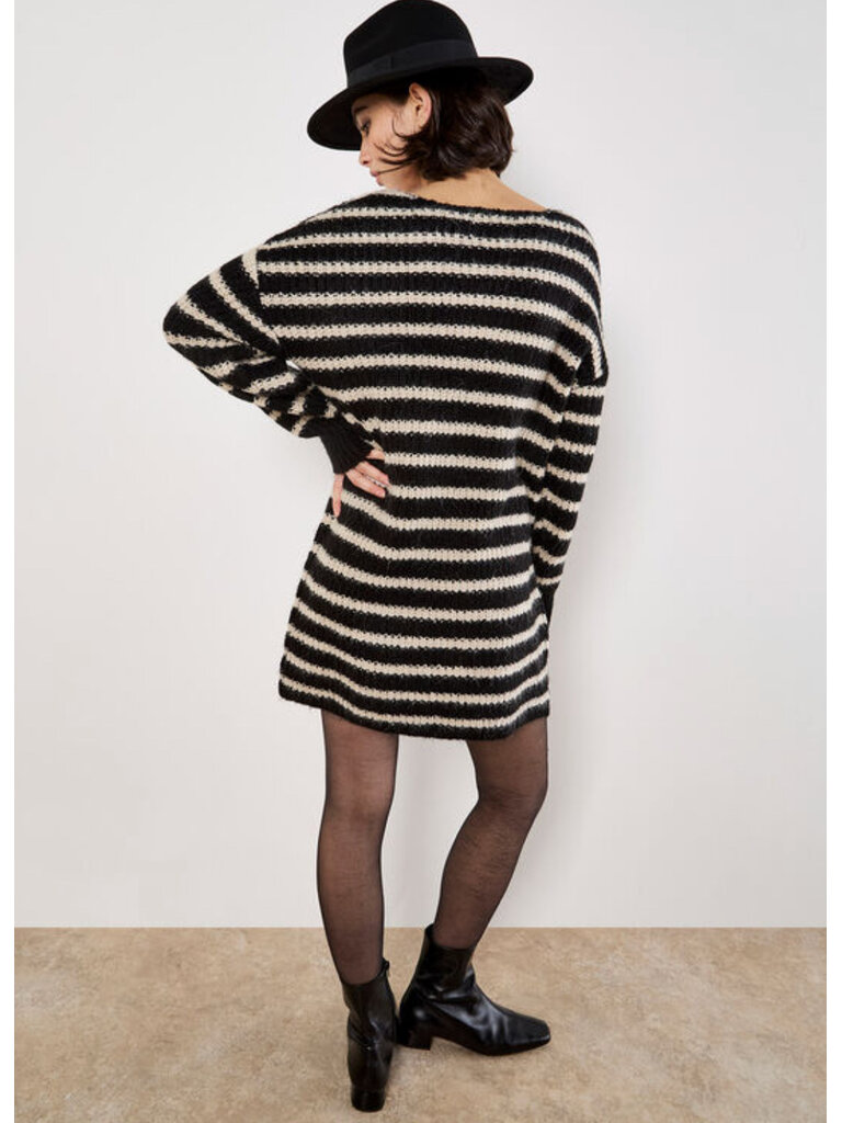 Apricot Oversized Stripe Sweater Dress