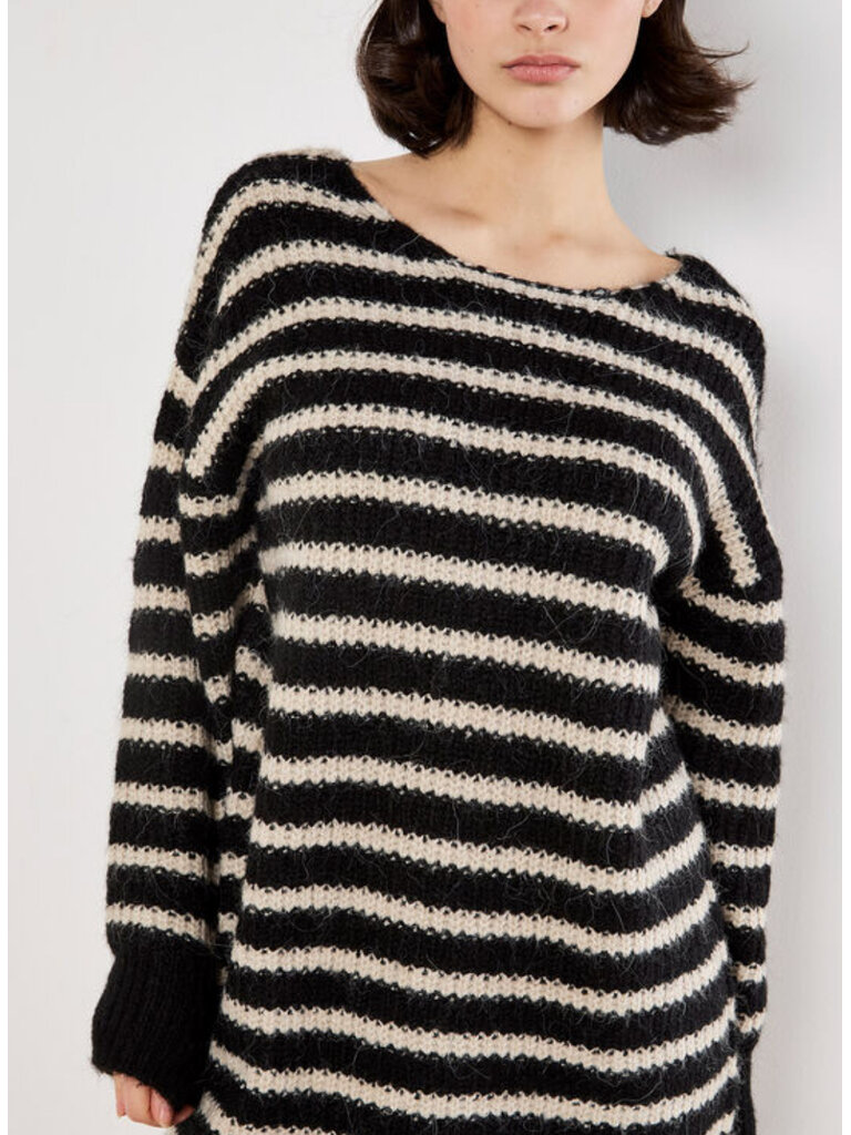Apricot Oversized Stripe Sweater Dress