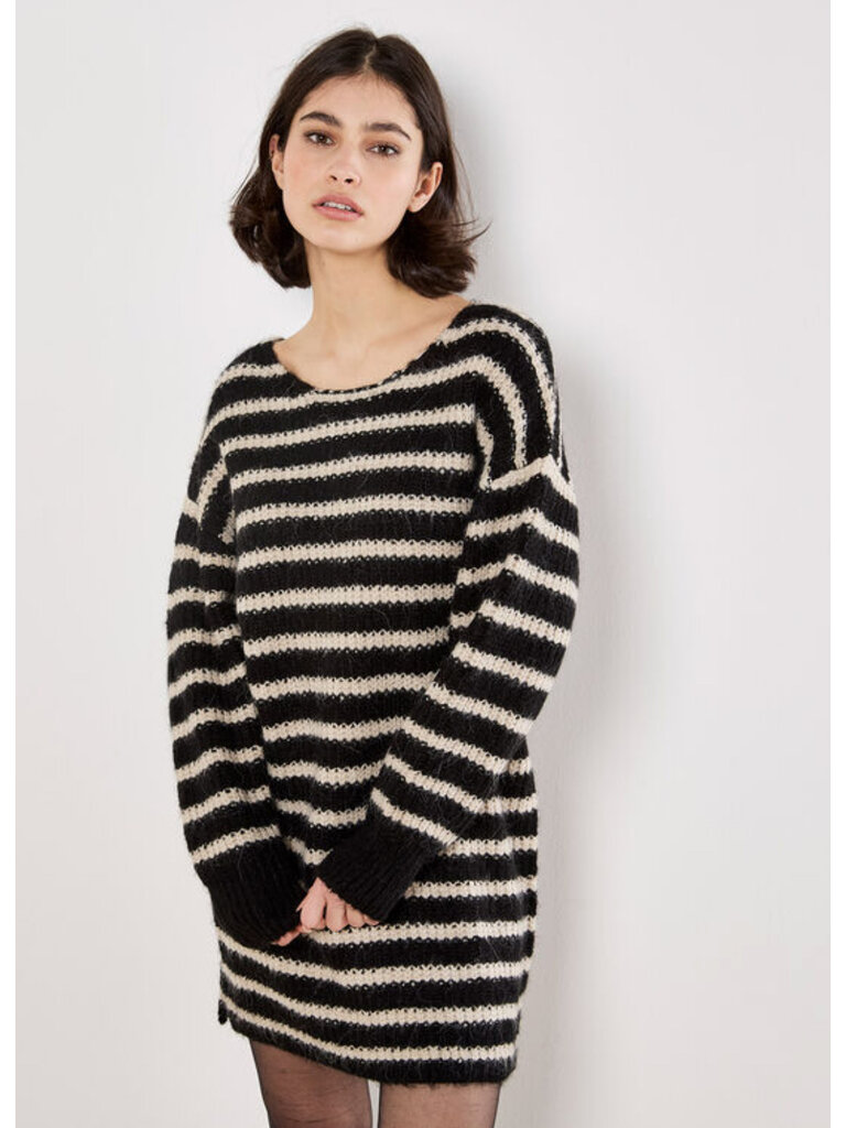 Apricot Oversized Stripe Sweater Dress