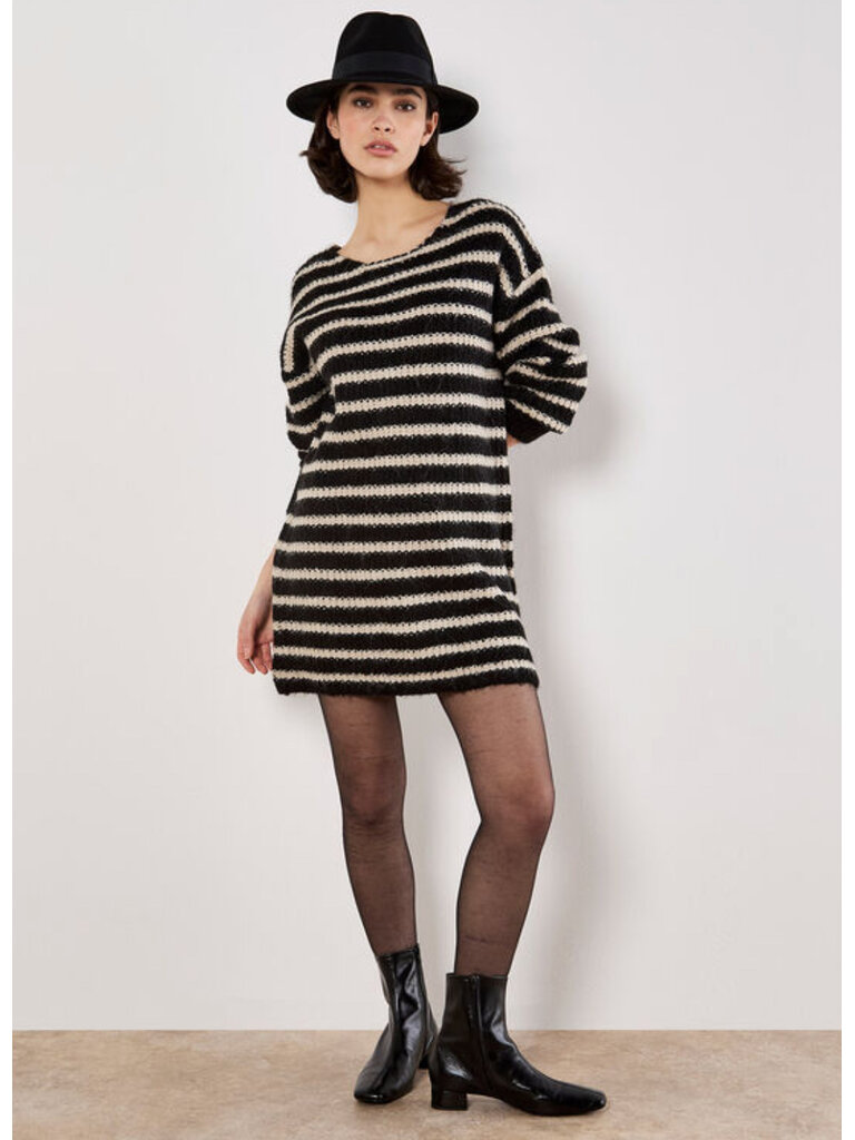 Apricot Oversized Stripe Sweater Dress