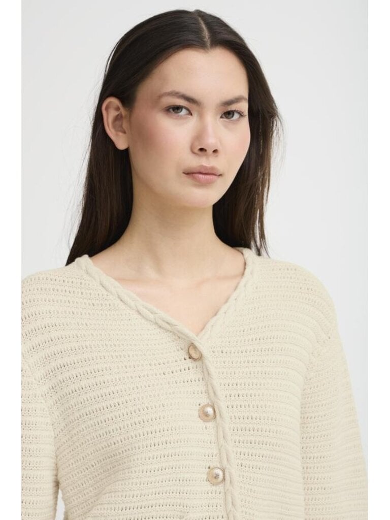 ICHI Cream Knit Cardigan
