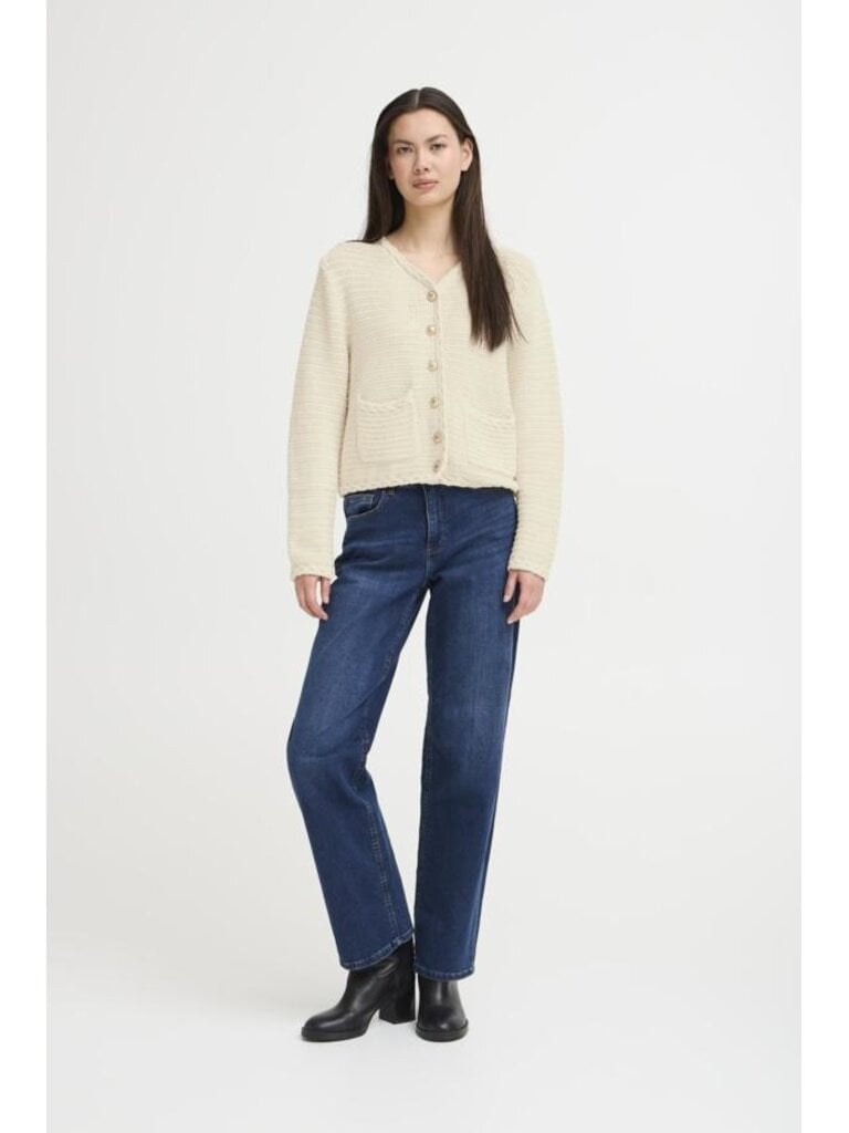 ICHI Cream Knit Cardigan