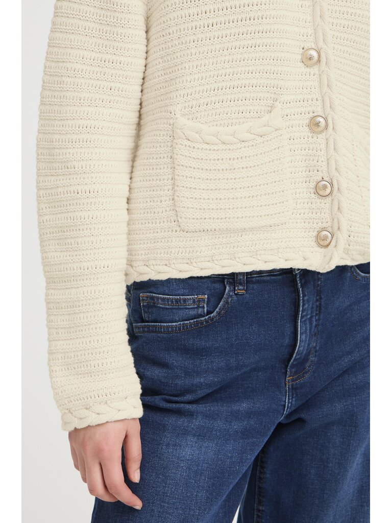 ICHI Cream Knit Cardigan
