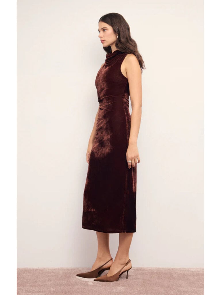 Mink Pink Chocolate Velvet Midi Dress