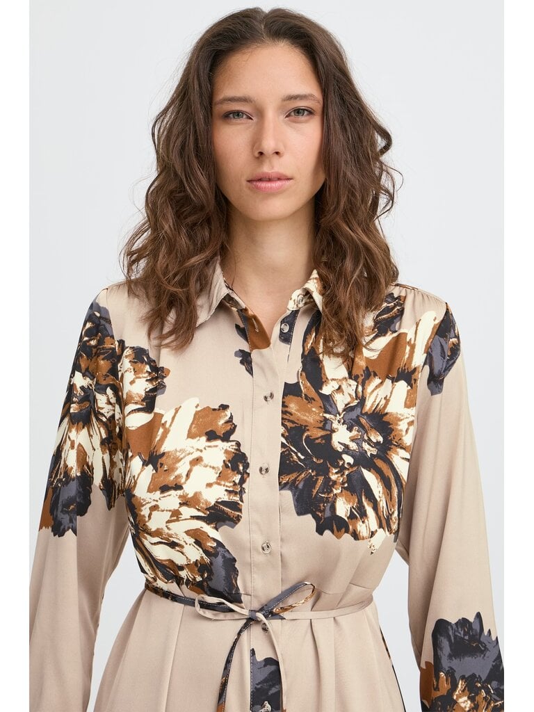 B. Young Silky Taupe Floral Dress