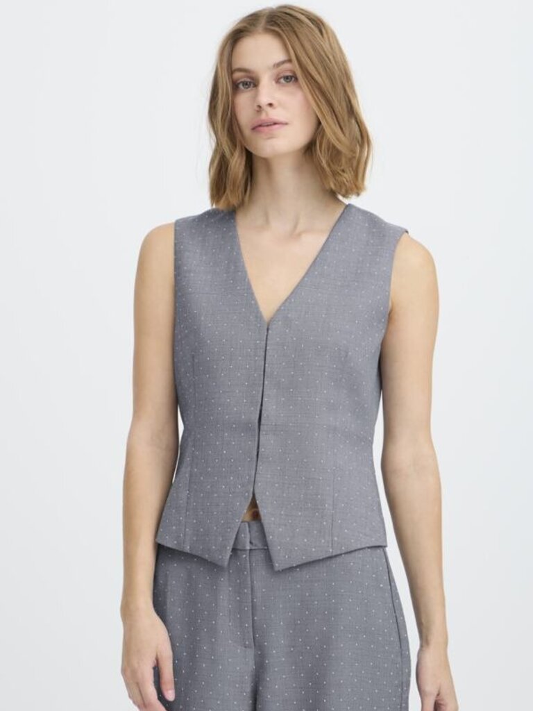 ICHI Grey Glitter Vest