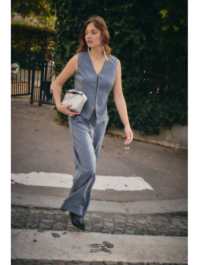 ICHI Grey Glitter Vest