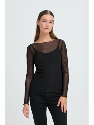 ICHI Glitter Mesh Top