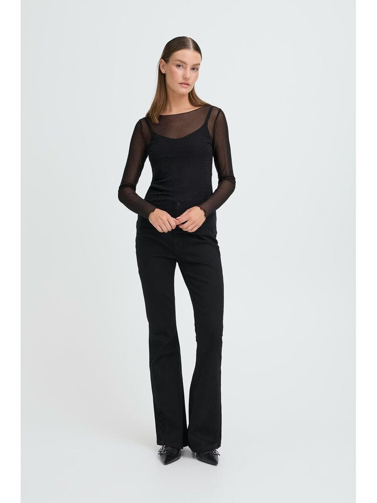 ICHI Glitter Mesh Top