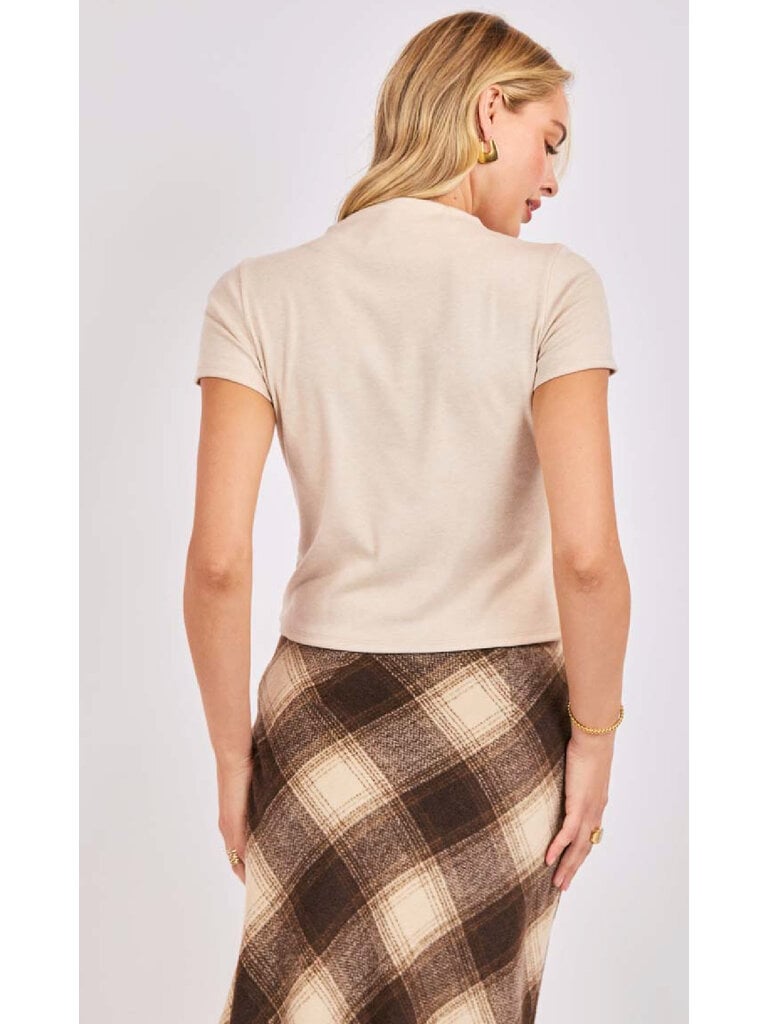 Sadie & Sage Cream Brown Plaid Skirt