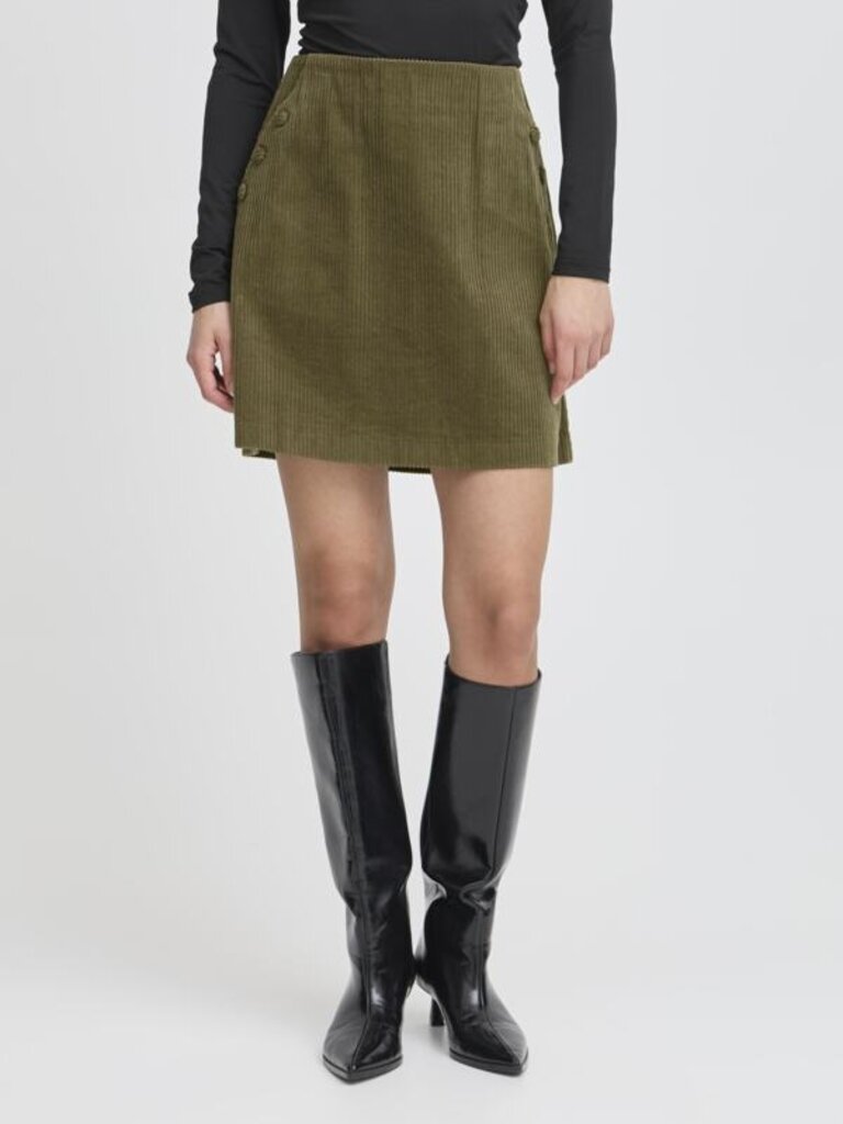 ICHI Green Cord Skirt