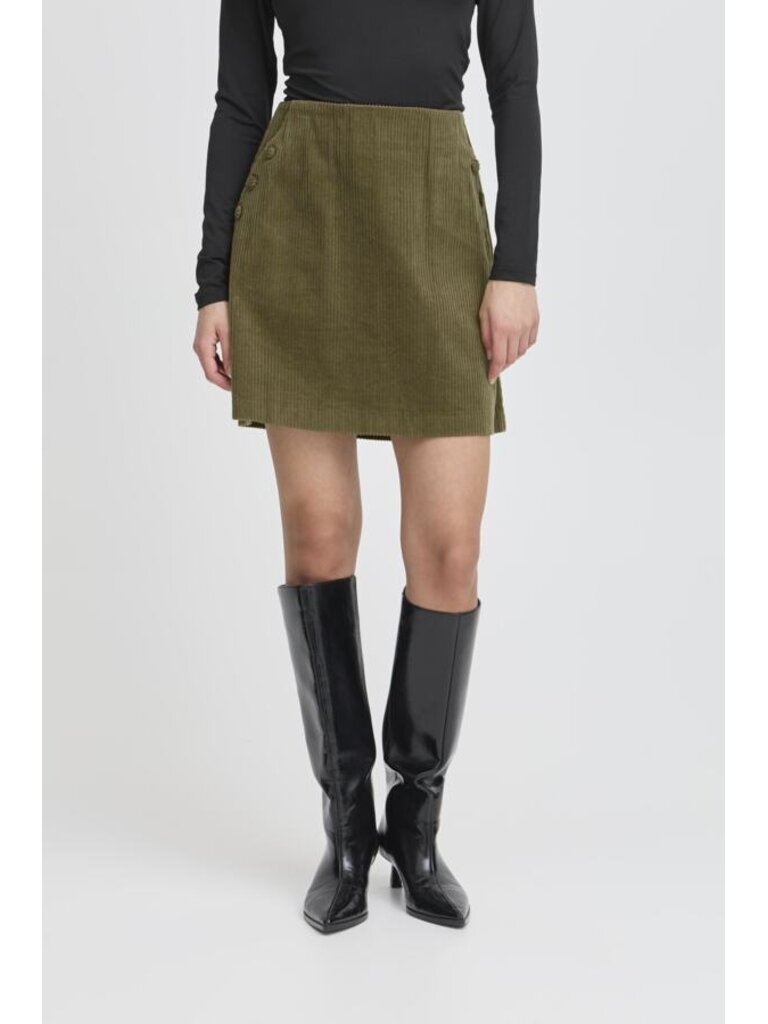ICHI Green Cord Skirt