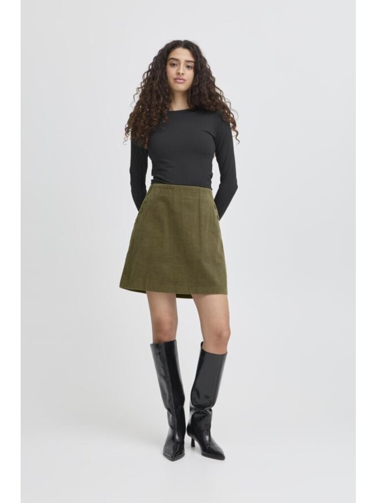 ICHI Green Cord Skirt