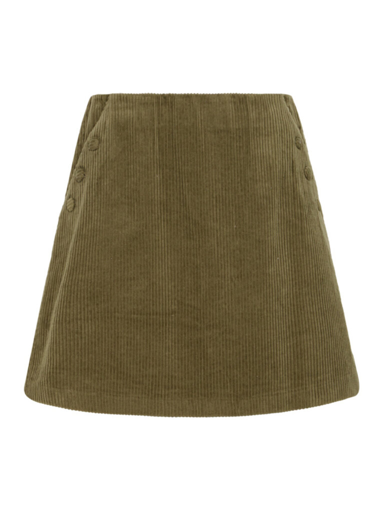 ICHI Green Cord Skirt