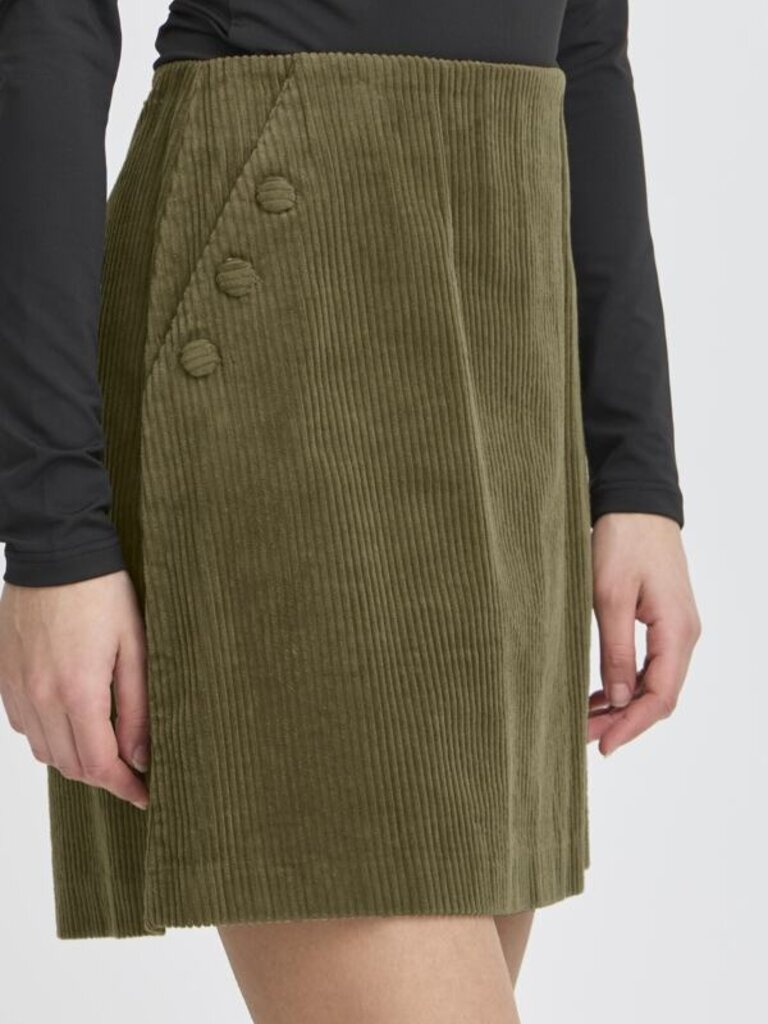 ICHI Green Cord Skirt